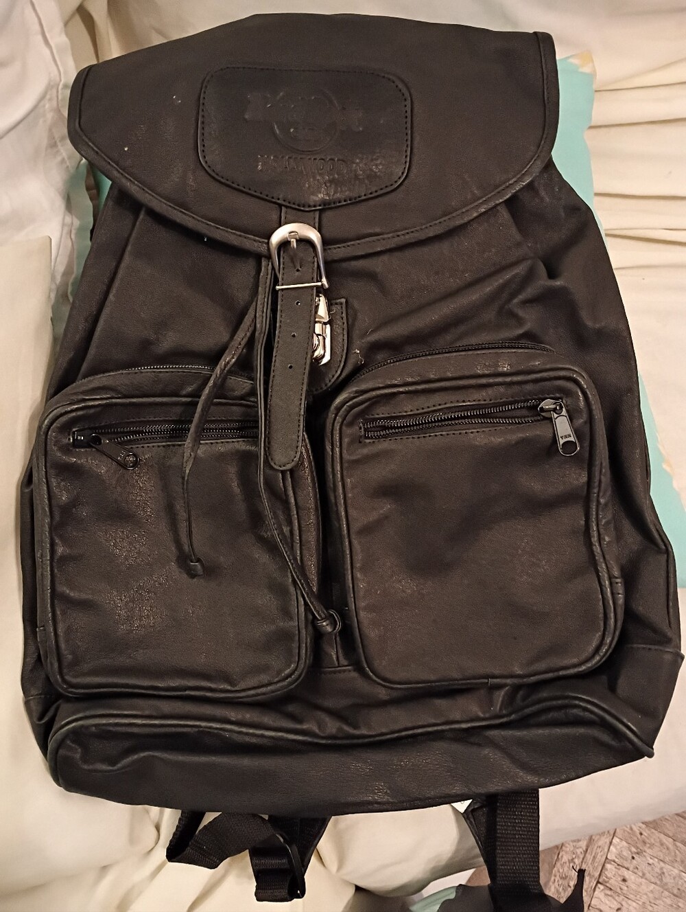 Black Men's Leather Backpack